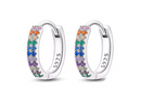 BRINCO ARGOLINHA PEDRAS COLORIDAS- PRATA 925