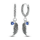 BRINCO ARGOLINHA "ASAS CORAÇÃO AZUL" - PRATA 925