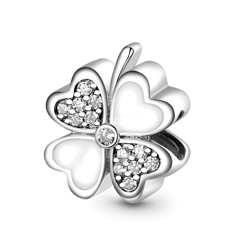 BERLOQUE CHARM TREVO "CRISTAL CORAÇÕES" - PRATA 925