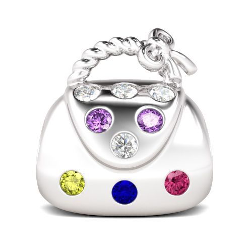 BERLOQUE CHARM "BOLSA PEDRAS COLORIDAS" - PRATA 925"