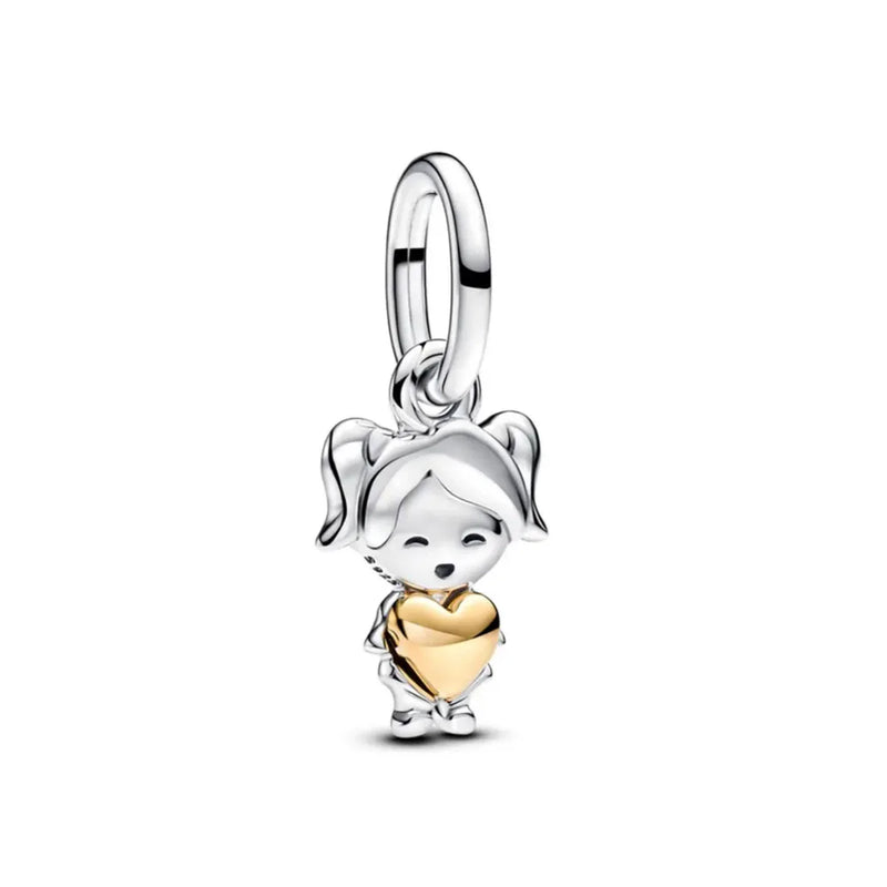 BERLOQUE CHARM "MENINA CORAÇÃO DOURADO" - PRATA 925
