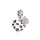 BERLOQUE CHARM "CORAÇÃO ANIMAL PRINT PATINHA" - PRATA 925