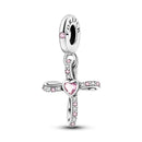 BERLOQUE CHARM "CRUCIFIXO FOREVER ROSA" - PRATA 925