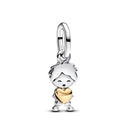 BERLOQUE CHARM "MENINO CORAÇÃO DOURADO" - PRATA 925
