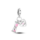 BERLOQUE CHARM "AMPULHETA ROSA" - PRATA 925