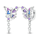 BRINCO BORBOLETA PEDRA ROXA - PRATA 925