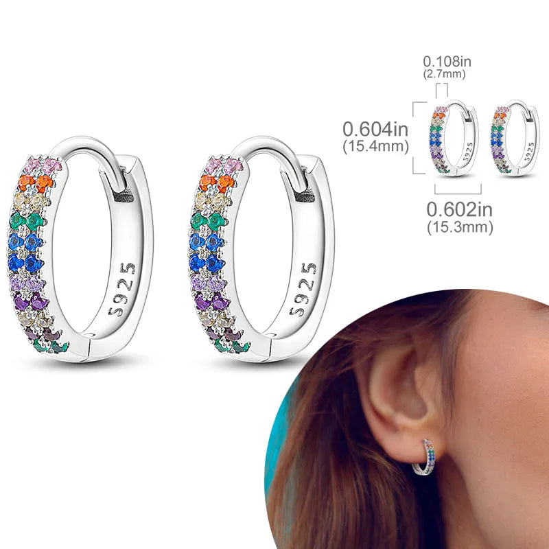 BRINCO ARGOLINHA PEDRAS COLORIDAS- PRATA 925