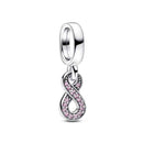 BERLOQUE CHARM PENDENTE "INFINITO CRAVEJADO ROSA" - PRATA 925