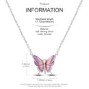 COLAR BORBOLETA ROSA CRAVEJADA - PRATA 925