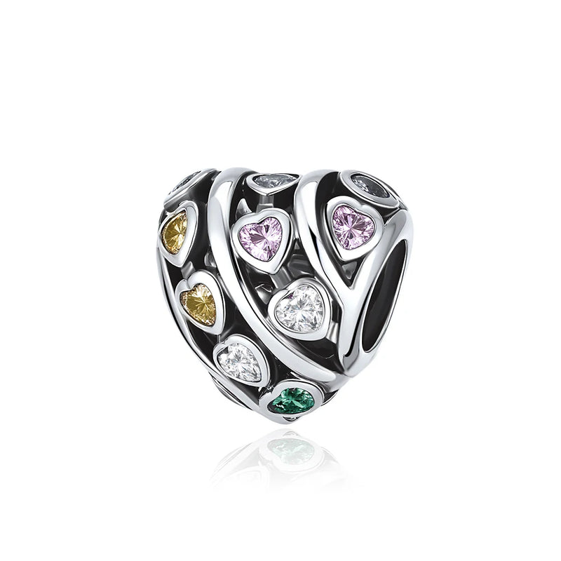 BERLOQUE CHARM SEPARADOR "CORAÇÃO SINGELO COLOR"- PRATA 925