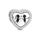 BERLOQUE CHARM "CORAÇÃO CASAL APAIXONADO" / PRATA 925