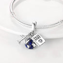BERLOQUE CHARM PENDENTE AZUL "AMO VIAJAR" - PRATA 925"