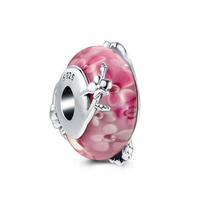BERLOQUE CHARM "MURANO FLOWERS PINK" - PRATA 925