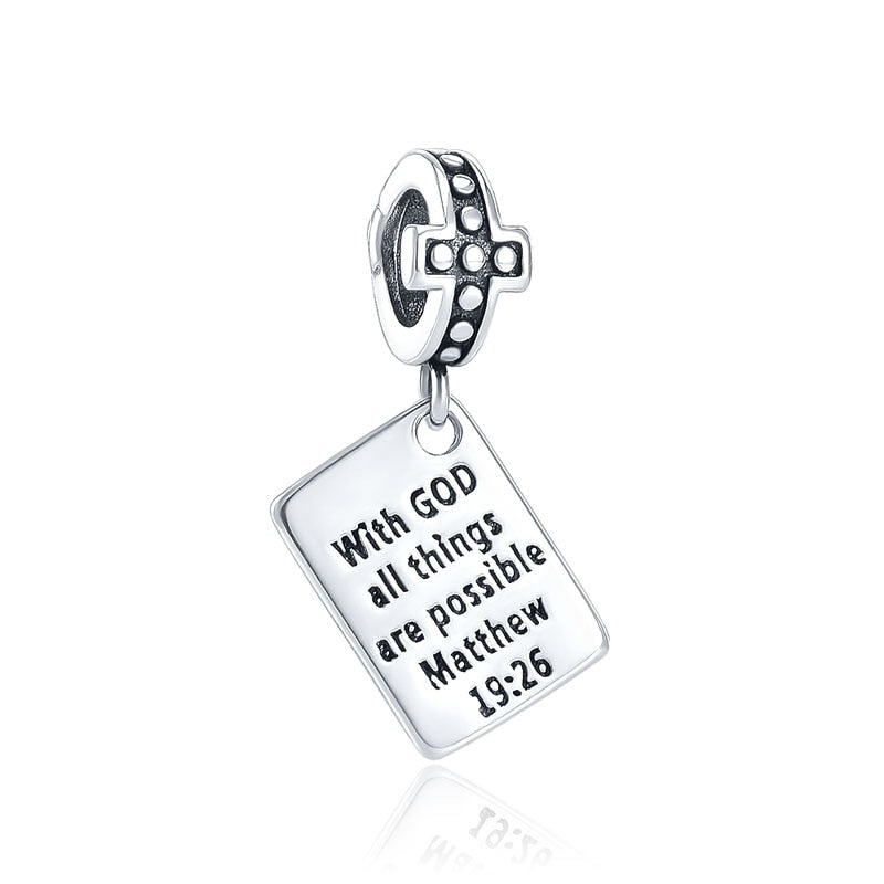 BERLOQUE CHARM "COM DEUS TUDO É POSSÍVEL" - PRATA 925