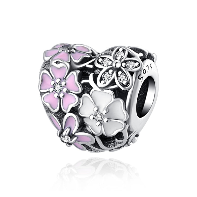 BERLOQUE CHARM SEPARADOR "CORAÇÃO FLORAL" - PRATA 925