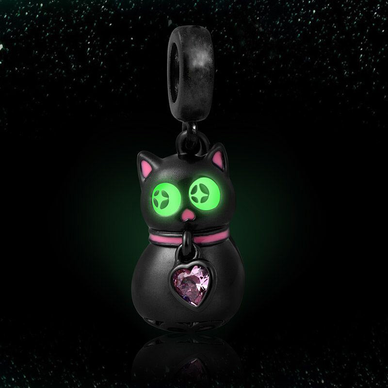BERLOQUE  "GATINHO PRETO BRILHA NO ESCURO" - PRATA 925"