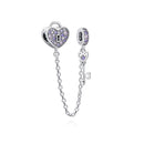 TRAVA DE SEGURANÇA "CORAÇÃO CHAVE LILÁS" - PRATA 925