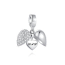 BERLOQUE CORAÇÃO CRAVEJADO  "DAD - PAI" PRATA 925