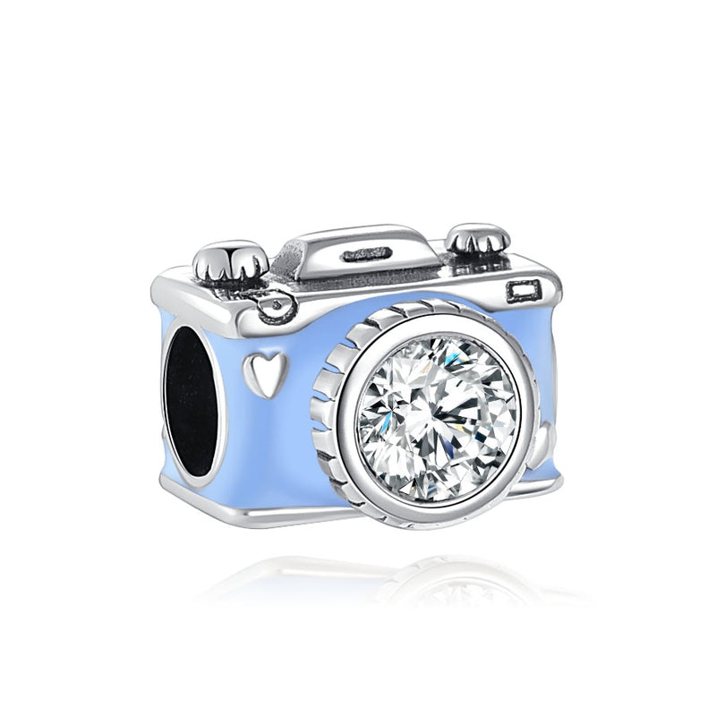 BERLOQUE CHARM "CÂMERA FOTOGRÁFICA AZUL" - PRATA 925