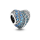 BERLOQUE CHARM "CORAÇÃO CRAVEJADO AZUL OCEAN" / PRATA 925"