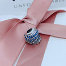 BERLOQUE CHARM "CORAÇÃO CRAVEJADO AZUL OCEAN" / PRATA 925"