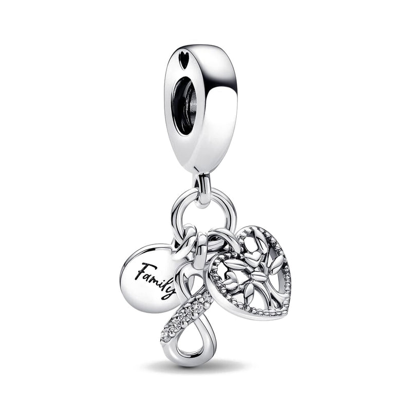 BERLOQUE CHARM  "TRIPLO FAMÍLIA & INFINITO" / PRATA