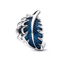 BERLOQUE CHARM "PENA CURVA AZUL" - PRATA 925